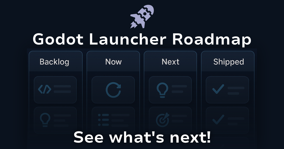 Overview of the public roadmap for Godot Launcher