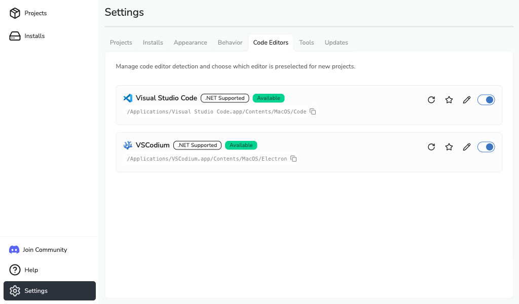 Code Editor Settings with Visual Studio Code and VSCodium available