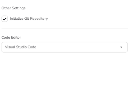 New Project form with Initialize Git Repository enabled
